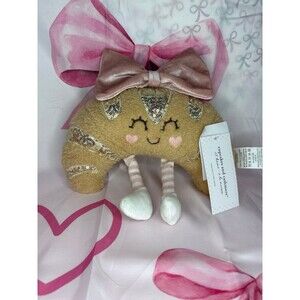 Croissant Pink Bow Coquette Plush.